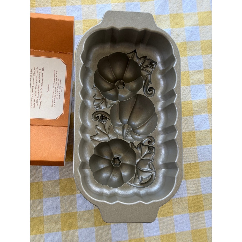 Williams Sonoma Pumpkin Loaf Pan Nordic Ware Gold Fall - Picture 5 of 7